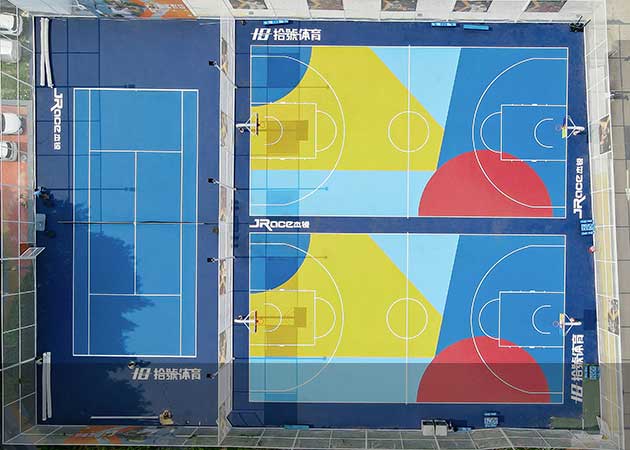 广东广州同创汇拾号体育公园-SPUR半预制型篮球场+弹性丙烯酸网球场