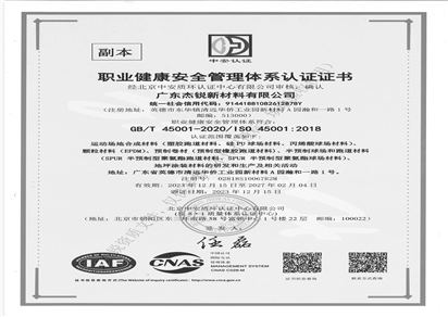 ISO职业健康安全管理体系证书